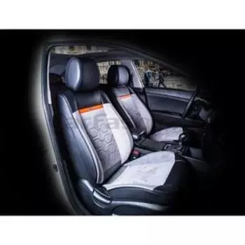 Накидки Evolution, экокожа - премиум велюр, набор 2 шт, серый/черный/оранжевый