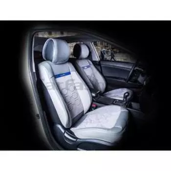 Накидки Evolution, экокожа - премиум велюр, набор 2 шт, серый/темно-серый/синий