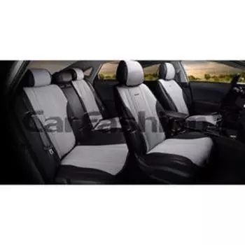 Накидки Grand Plus, твид - экокожа, набор на весь салон, черный/серый