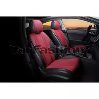 Накидки Grand, твид - экокожа, набор 2 шт, черный/красный