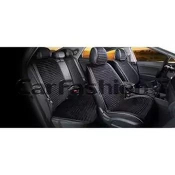 Накидки Monaco Plus, 3D, премиум велюр, набор на весь салон черный/серый