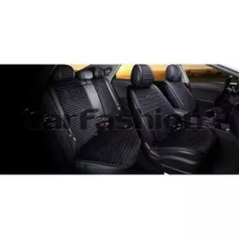 Накидки Monaco Plus, 3D, премиум велюр, набор на весь салон черный/синий