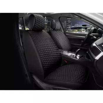 Накидки на передние сиденья CarFashion SOTA FRONT, экокожа, велюр, черный