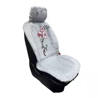 Накидки на передние сиденья "ЦВЕТЫ-1", серые, набор 2 шт.