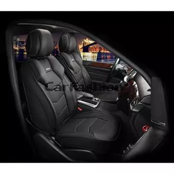 Накидки SAMURAI, экокожа-нубук, на передние сиденья, черный/черный/черный