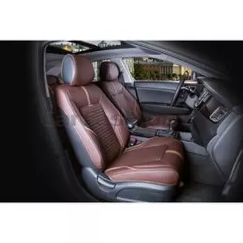 Накидки SECTOR LEATHER, экокожа, на передние сиденья, коричневый/коричневый/коричневый