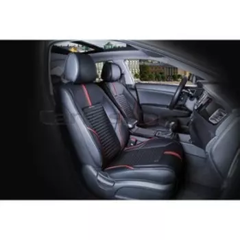 Накидки "SECTOR LEATHER", передние, 2 шт., красный, черный