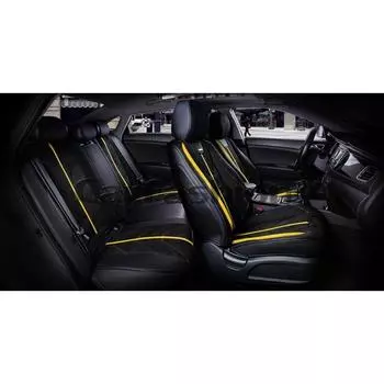 Накидки START PLUS 5D, экокожа-замша, на весь салон, черный/черный/желтый