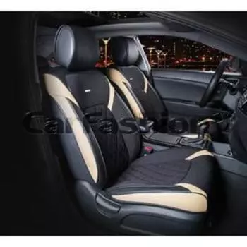 Накидки Sting, 3D, твид- экокожа, набор 2 шт, бежевый/черный