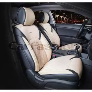 Накидки Sting, 3D, твид- экокожа, набор 2 шт, черный/бежевый