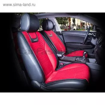 Накидки Torino, капрон - экокожа, набор 2 шт, красный/черный/бордовый