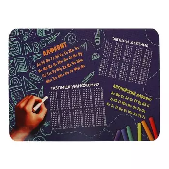 Накладка на стол 430 х 320мм, пластик А3, обучающая, 400 мкм "Таблица Умноженния", НПД-2