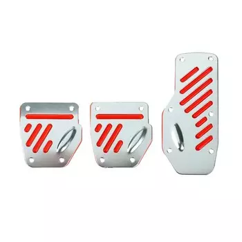 Накладки на педали CARTAGE, антискользящие, набор 3 шт. серебристо-красный