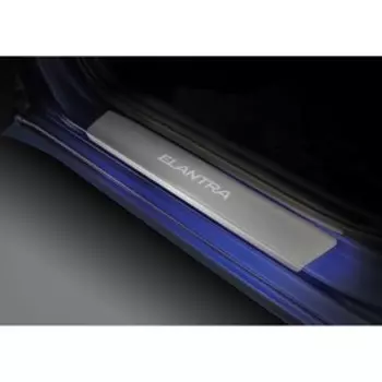 Накладки на пороги Rival для Hyundai Elantra AD рестайлинг 2019-н.в., нерж. сталь, с надписью, 4 шт., NP.2314.3