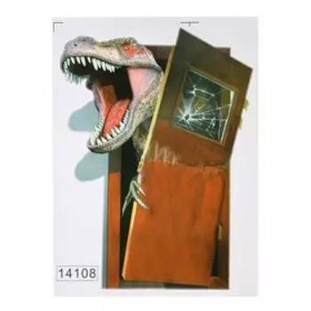 Интерьерная наклейка 3Д TAKE IT EASY «Динозавр заходит в дверь», 6045 см