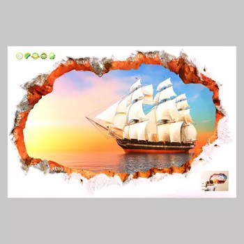 Интерьерная наклейка 3Д TAKE IT EASY «Фрегат», 9060 см