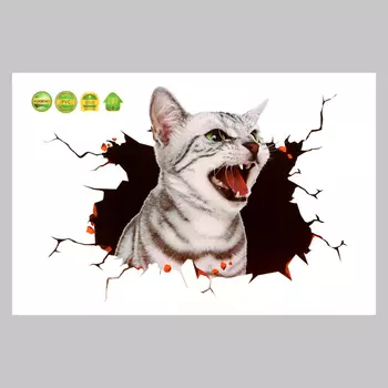 Интерьерная наклейка 3Д TAKE IT EASY «Котик шипит», 3020 см
