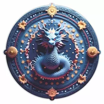 Наклейка автомобильная "Дракон - узор", круг, 150 х 150, вид 2