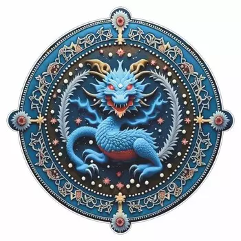 Наклейка автомобильная "Дракон - узор", круг, 150 х 150, вид 1