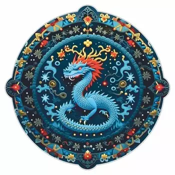Наклейка автомобильная "Дракон - узор", круг, 250 х 250, вид 5