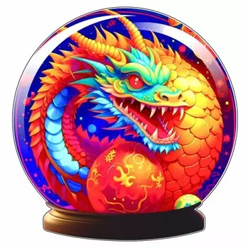 Наклейка автомобильная "Дракон в стеклянном шаре", круг, 150 х 150 мм, вид 4