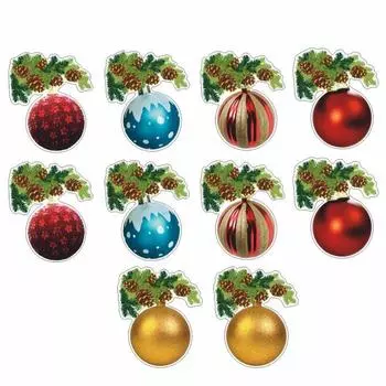 Наклейка автомобильная "Новогодний шар на ветке", набор, 5 видов, 12 х 10 см