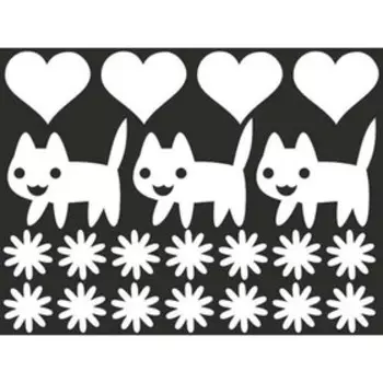 Наклейка БЛИКЕР термо плоттер Котики светоотр., 150х200 мм, цвет серебро, Skyway, Л1786