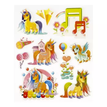Наклейка бумага 6D "Единороги" МИКС 25,5х17,5 см