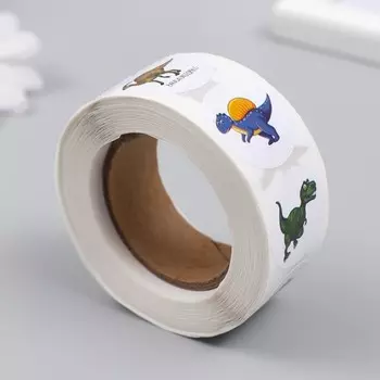 Наклейка бумага "Дино парк" d=2,5 см 500 шт в рулоне