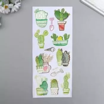 Наклейка бумага "Кактусы в горшках" 28,5х10,5 см