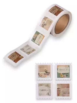 Наклейка бумага «Марки. Коллаж цветочный», 33 см, 200 шт. в рулоне