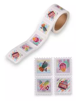 Наклейка бумага «Марки. Неон», 33 см, 200 шт. в рулоне