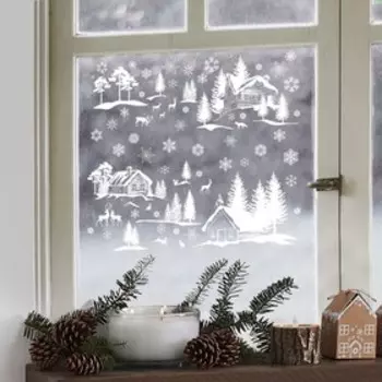 Наклейка для окон «Снежный город», многоразовая, 50 х 70 см