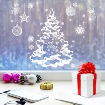 Наклейки на окна многоразовые «С Новым годом», 33 х 50 см