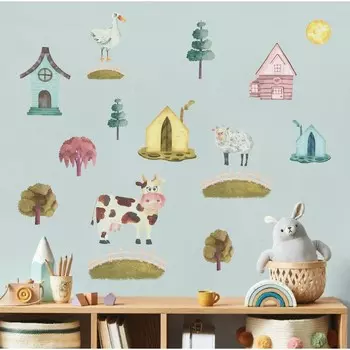 Наклейка интерьерная цветная «Домик в деревне», 5070 см