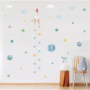 Ростомер-наклейка интерьерная цветная «Запуск ракеты», 5070 см
