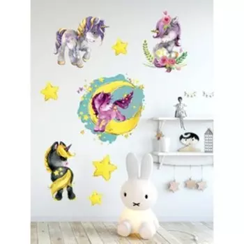 Наклейка интерьерная "Единороги" 43х90 см