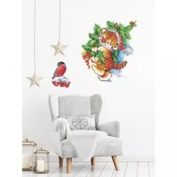 Наклейка интерьерная "С Новым годом! Тигренок" 43х90 см