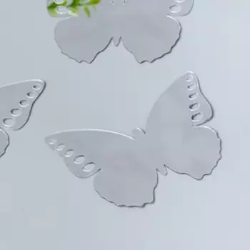 Наклейка интерьерная зеркальная "Бабочка ажурная" набор 3 шт серебро 11х7,5 см