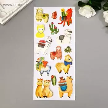 Наклейка картон объёмная "Ламы" МИКС 28х10,5 см