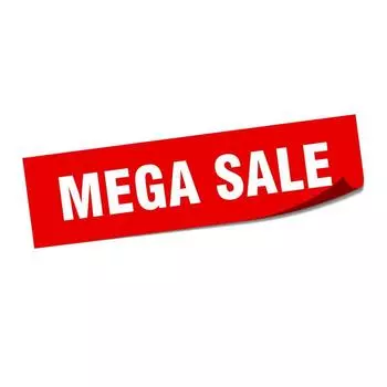 Наклейка Mega sale 400*100, прямоугольник, цвет красный