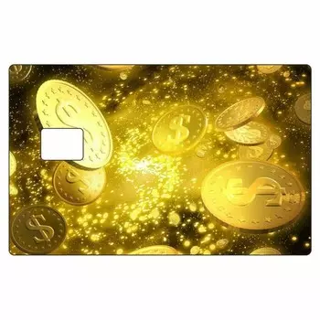 Наклейка "$$$ (Монеты)" на пропуск, банковскую карту, 85 х 54 мм