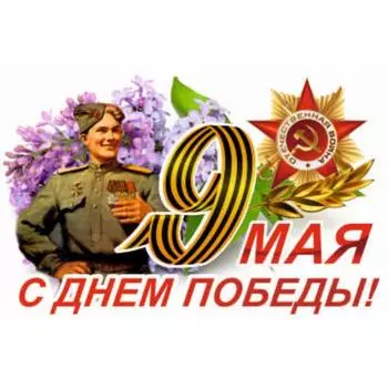 Наклейка на авто "9 Мая (Солдат) ", 375*250 мм