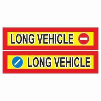 Наклейка на авто "Длинномер" LONG VEHICLE, кирпич и стрелка, 600 х 200 мм, комплект 2 шт.