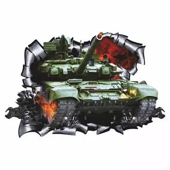 Наклейка на авто "Разлом военная техника. Танк", 375 х 550 мм