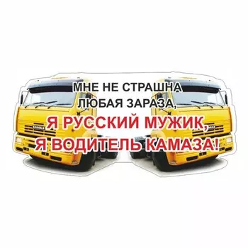 Наклейка на авто "Я водитель КАМАЗа", желтый, 600 х 300 х 1 мм