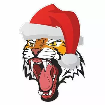 Наклейка на автомобиль "Тигр в новогодней шапке", 15 х 10 см