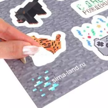 Наклейка на шар, коробку-сюрприз «Пиксели. С ДР», 42 х 30 см