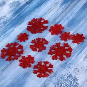 Наклейка на стекло "Красные снежинки" (набор 10 шт) 18,5х18,5 см