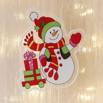Наклейка на стекло «Снеговик с машинкой», 1013 см